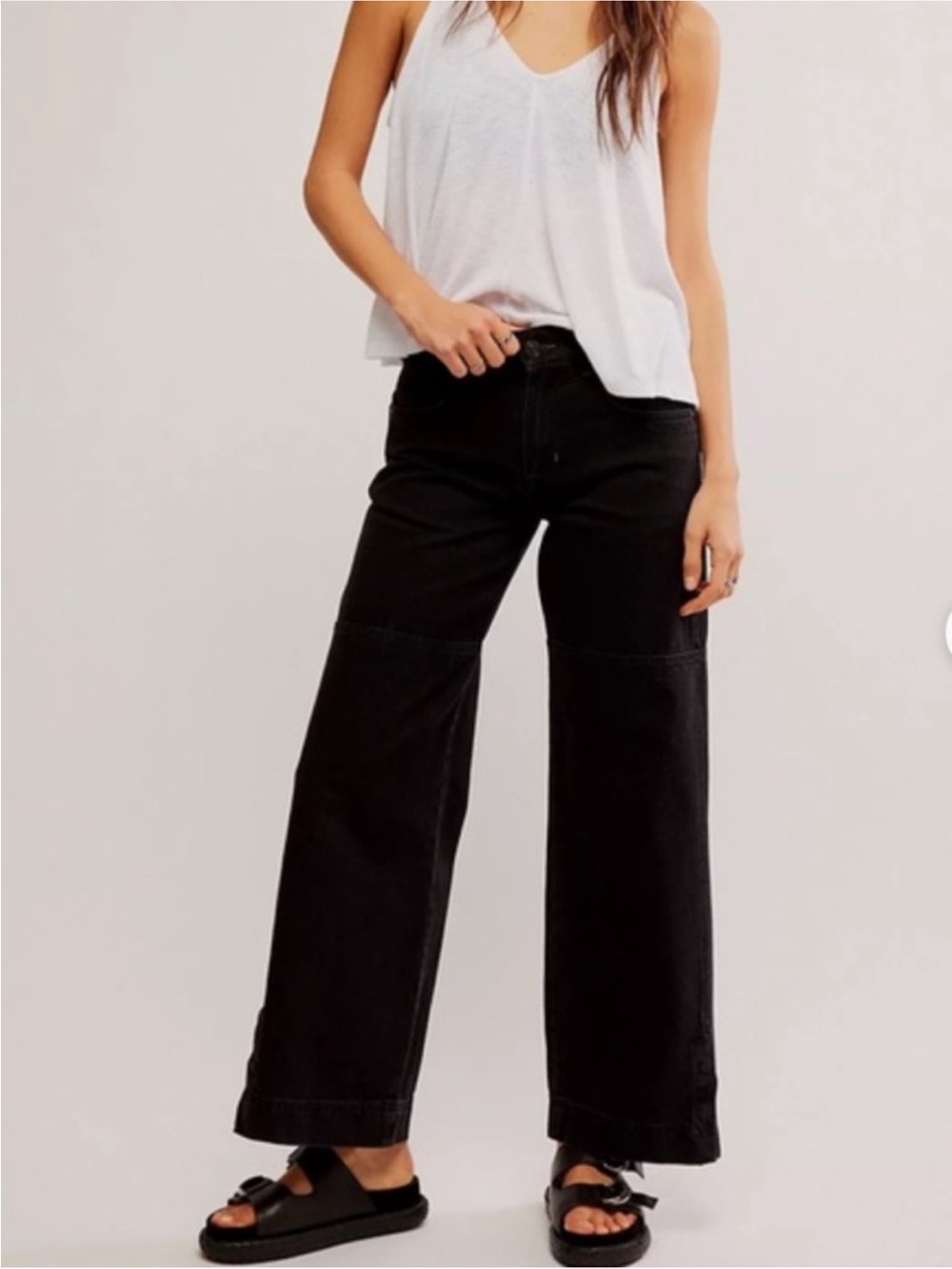 We The Free *FREE PEOPLE* wide leg black denim 100% cotton jeans